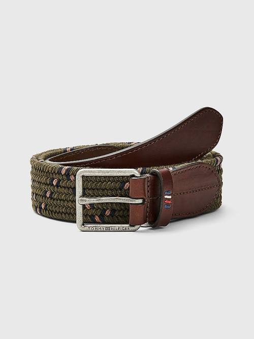 Khaki Tommy Hilfiger Casual Leather Essential Elasticated Men\'s Belts | TH843EUH