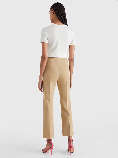 Khaki Tommy Hilfiger Crest Tailored Ankle Women's Pants | TH207JQC