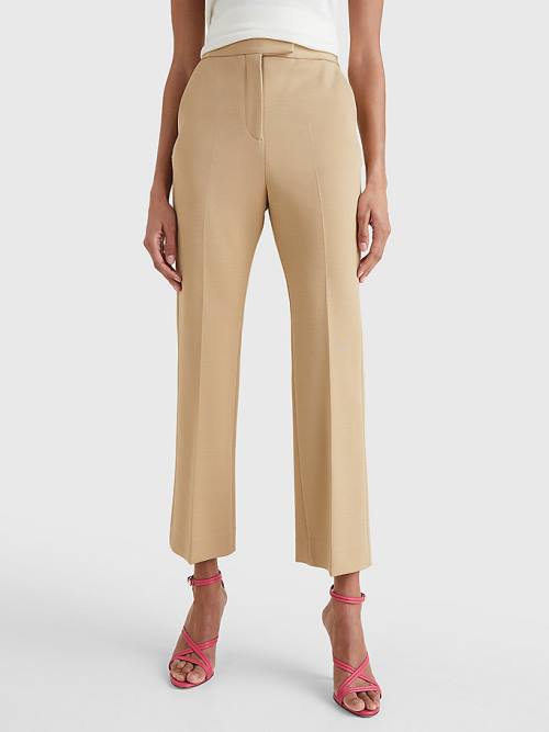 Khaki Tommy Hilfiger Crest Tailored Ankle Women\'s Pants | TH207JQC