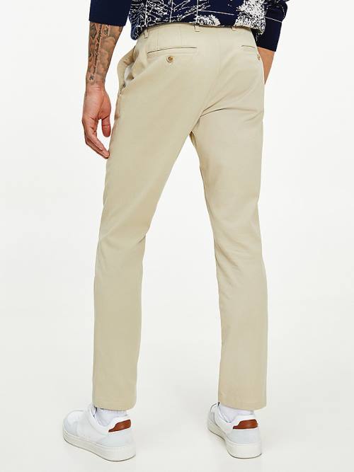 Khaki Tommy Hilfiger Denton Fitted Straight Structure Men's Pants | TH516BLS