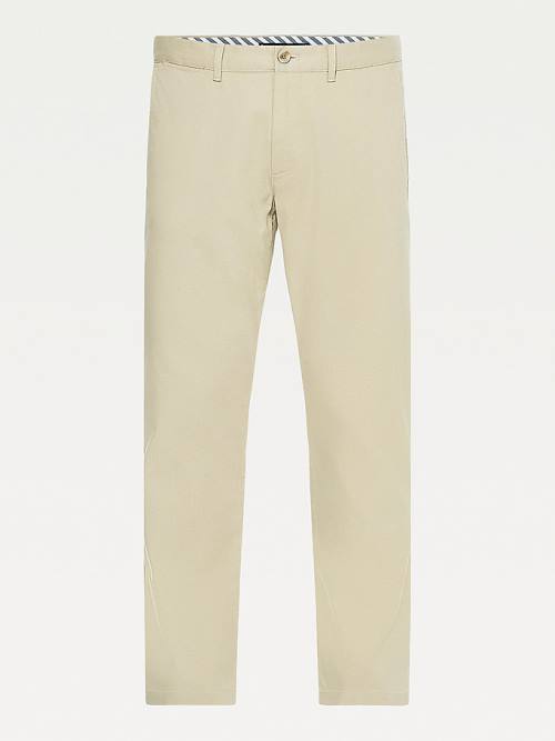 Khaki Tommy Hilfiger Denton Fitted Straight Structure Men's Pants | TH516BLS