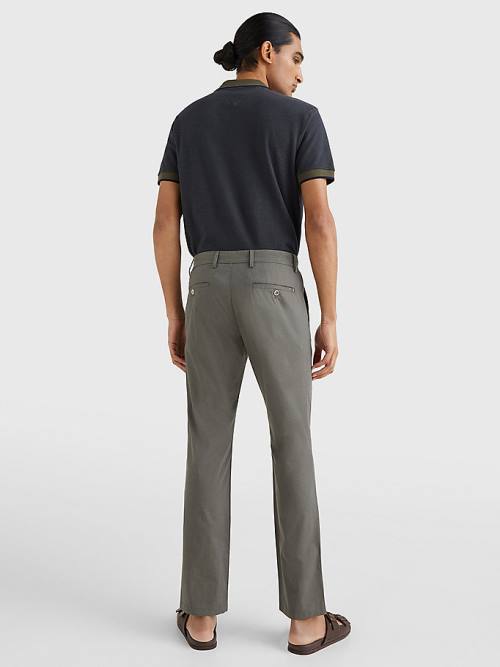 Khaki Tommy Hilfiger Denton Wool Look Straight Fit Men's Pants | TH145DFR