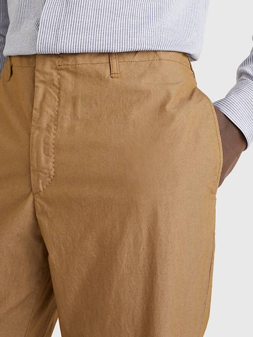 Khaki Tommy Hilfiger Garment-Dyed Slim Fit Men's Pants | TH347TSV