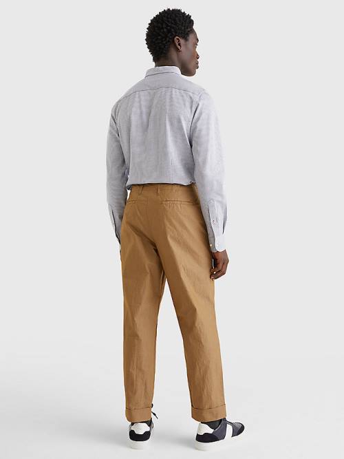 Khaki Tommy Hilfiger Garment-Dyed Slim Fit Men's Pants | TH347TSV