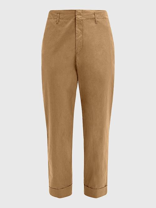 Khaki Tommy Hilfiger Garment-Dyed Slim Fit Men's Pants | TH347TSV