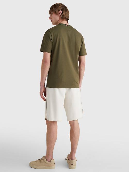 Khaki Tommy Hilfiger Icons Crest Men's T Shirts | TH163IUO