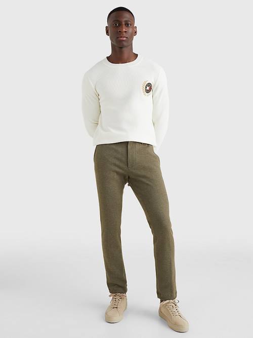 Khaki Tommy Hilfiger Modern Bleecker Pique Jersey Slim Chinos Men's Pants | TH986NZC