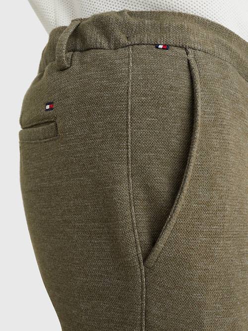 Khaki Tommy Hilfiger Modern Bleecker Pique Jersey Slim Chinos Men's Pants | TH986NZC