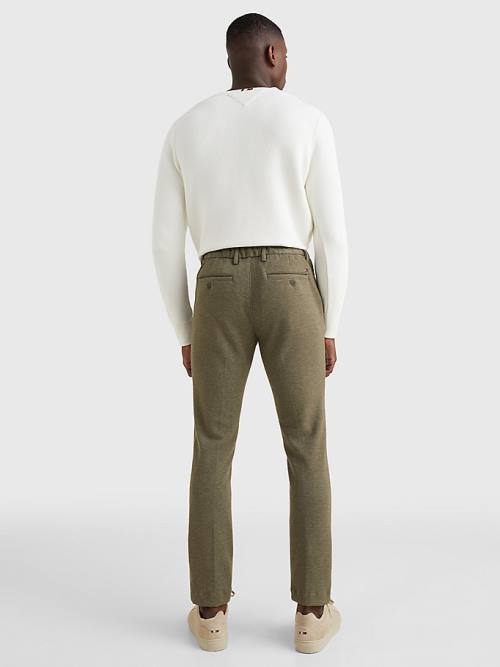 Khaki Tommy Hilfiger Modern Bleecker Pique Jersey Slim Chinos Men's Pants | TH986NZC