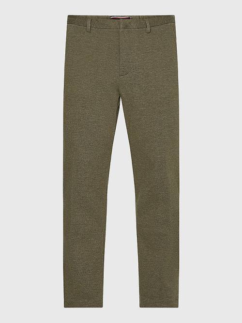 Khaki Tommy Hilfiger Modern Bleecker Pique Jersey Slim Chinos Men's Pants | TH986NZC