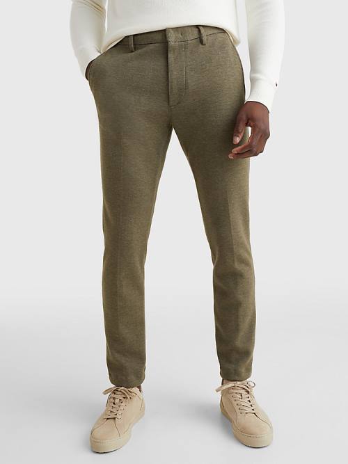 Khaki Tommy Hilfiger Modern Bleecker Pique Jersey Slim Chinos Men\'s Pants | TH986NZC