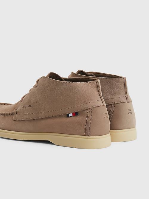 Khaki Tommy Hilfiger Nubuck Chukka Men's Casual Shoes | TH430LPC