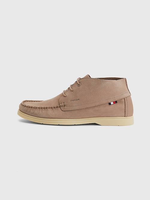 Khaki Tommy Hilfiger Nubuck Chukka Men's Casual Shoes | TH430LPC