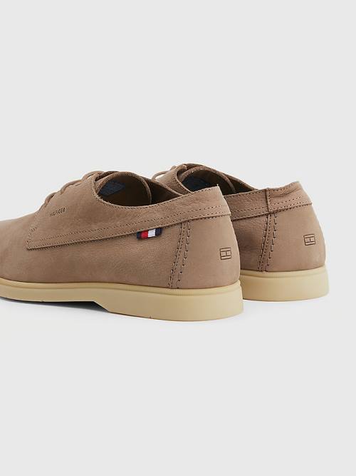 Khaki Tommy Hilfiger Nubuck Lace-Up Men's Casual Shoes | TH108EMX