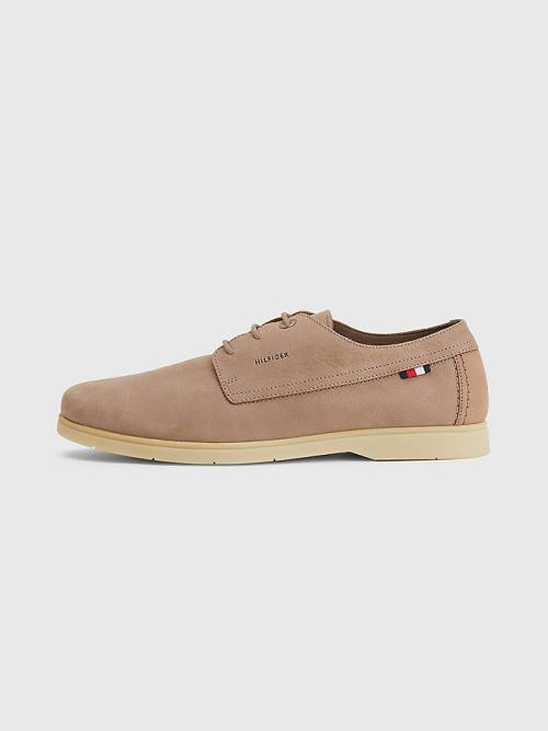 Khaki Tommy Hilfiger Nubuck Lace-Up Men's Casual Shoes | TH108EMX