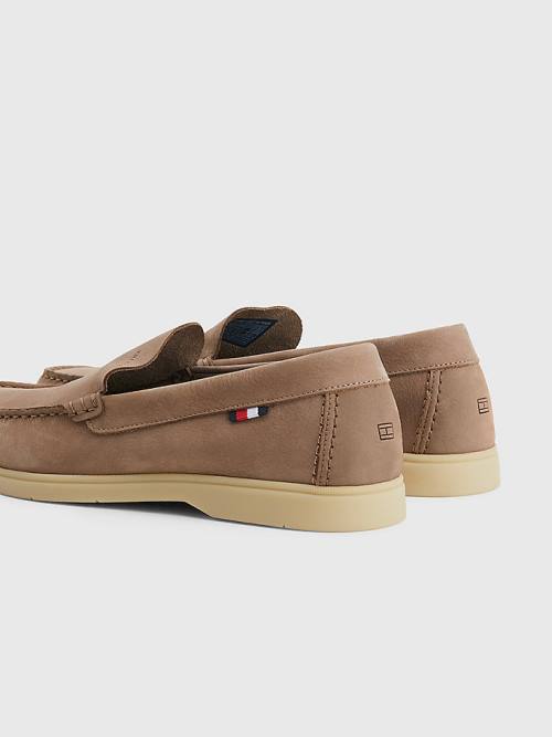 Khaki Tommy Hilfiger Nubuck Leather Loafer Men's Casual Shoes | TH806XPE