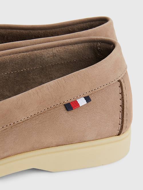 Khaki Tommy Hilfiger Nubuck Leather Loafer Men's Casual Shoes | TH806XPE