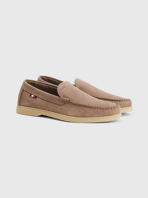 Khaki Tommy Hilfiger Nubuck Leather Loafer Men\'s Casual Shoes | TH806XPE