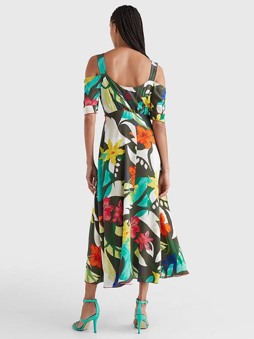 Khaki Tommy Hilfiger Silk Hawaiian Print Maxi Women's Dress | TH403DGN