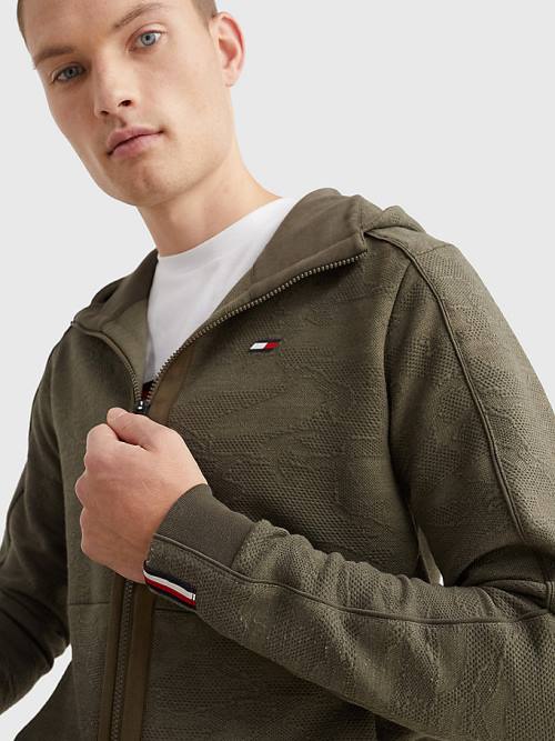 Khaki Tommy Hilfiger Sport Camo Zip-Thru Men's Hoodie | TH891HMV