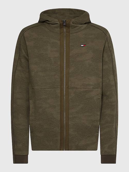 Khaki Tommy Hilfiger Sport Camo Zip-Thru Men's Hoodie | TH891HMV