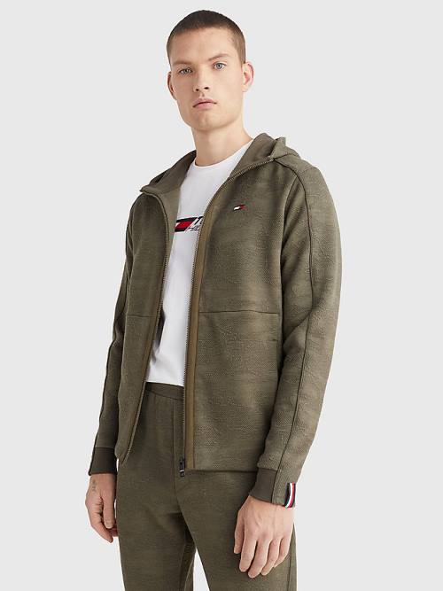 Khaki Tommy Hilfiger Sport Camo Zip-Thru Men\'s Hoodie | TH891HMV