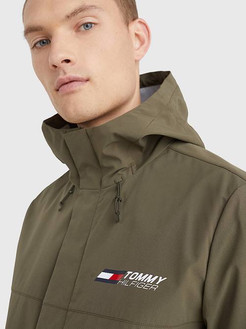 Khaki Tommy Hilfiger Sport Slim Fit Windbreaker Men's Jackets | TH287ADY