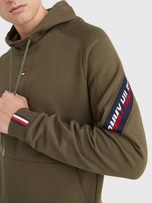 Khaki Tommy Hilfiger Sport TH Cool Tape Men's Hoodie | TH694URO