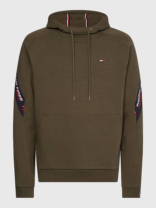 Khaki Tommy Hilfiger Sport TH Cool Tape Men's Hoodie | TH694URO