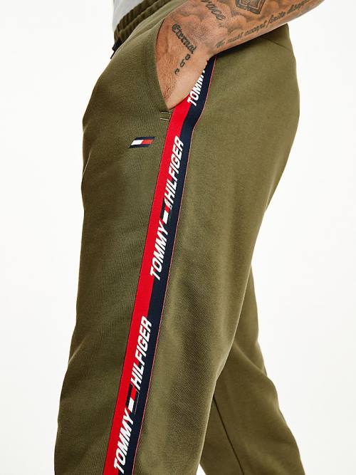 Khaki Tommy Hilfiger Sport Tape Joggers Men's Pants | TH106TXI