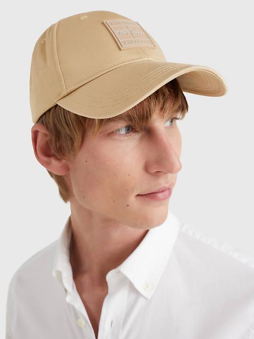 Khaki Tommy Hilfiger TH Modern Signature Patch Cap Men's Hats | TH350GMX