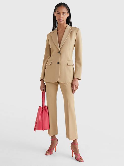 Khaki Tommy Hilfiger Tailored Single-Breasted Women's Blazers | TH724DOR