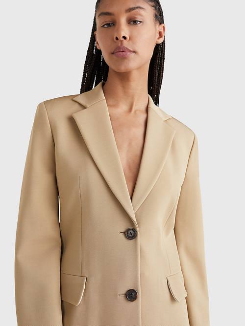 Khaki Tommy Hilfiger Tailored Single-Breasted Women's Blazers | TH724DOR