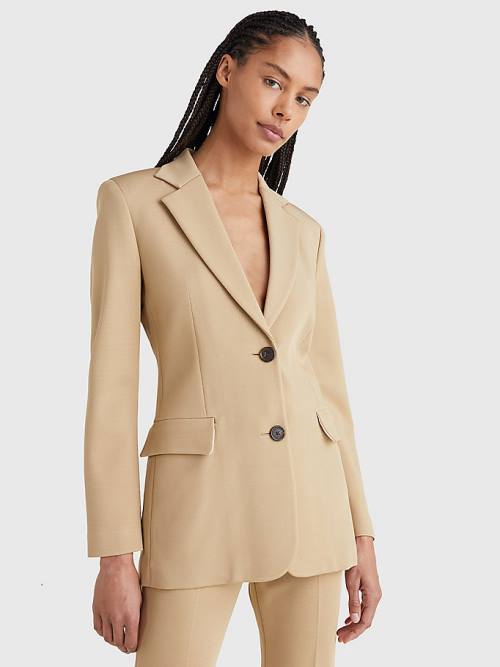 Khaki Tommy Hilfiger Tailored Single-Breasted Women\'s Blazers | TH724DOR