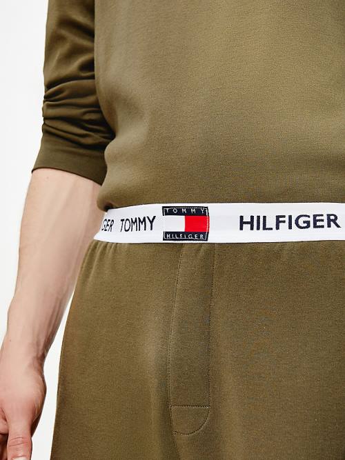 Khaki Tommy Hilfiger Tommy 85 Logo Waistband Stretch Joggers Men's Pyjamas | TH970QPG