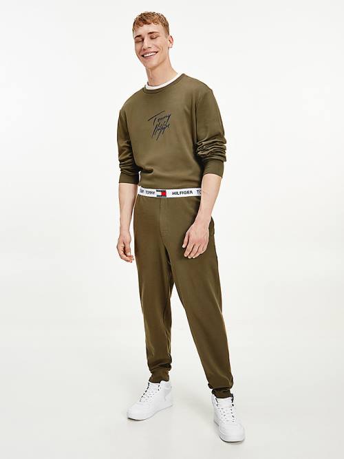 Khaki Tommy Hilfiger Tommy 85 Logo Waistband Stretch Joggers Men\'s Pyjamas | TH970QPG