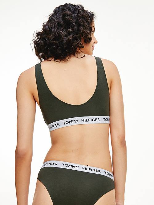 Khaki Tommy Hilfiger Tommy 85 Stretch Cotton Logo Bralette Women's Underwear | TH958ADF