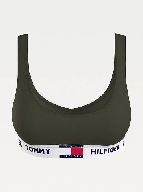 Khaki Tommy Hilfiger Tommy 85 Stretch Cotton Logo Bralette Women's Underwear | TH958ADF