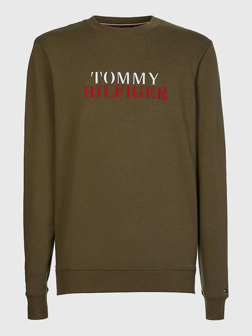 Khaki Tommy Hilfiger Ultra Soft Logo Sweatshirt Men\'s Pyjamas | TH236BMC