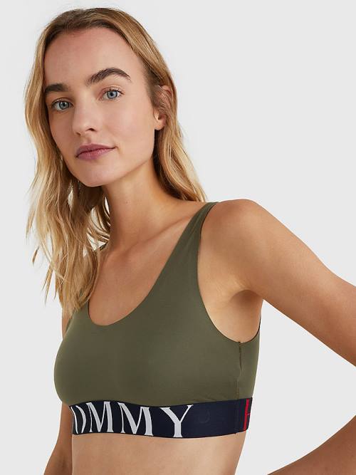 Khaki Tommy Hilfiger Ultra Soft Logo Underband Bralette Women's Underwear | TH369CVO