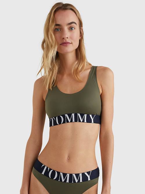 Khaki Tommy Hilfiger Ultra Soft Logo Underband Bralette Women\'s Underwear | TH369CVO