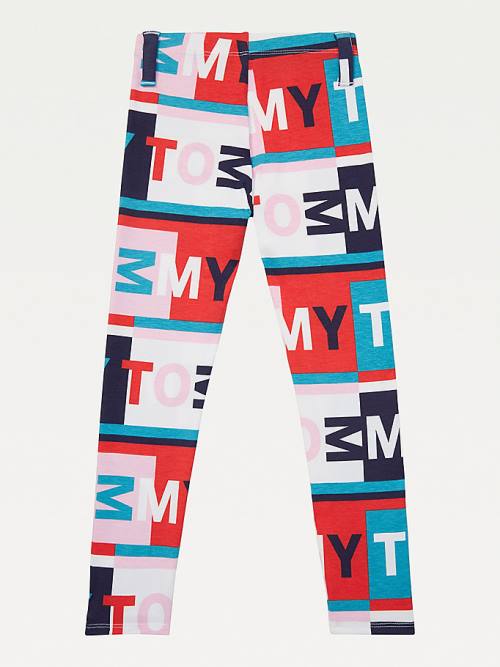 Multi Tommy Hilfiger Adaptive All-Over Logo Print Leggings Girls' Pants | TH792CSR