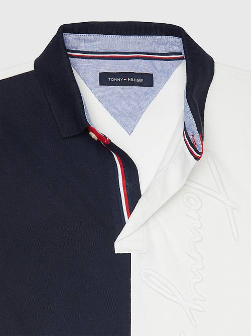 Multi Tommy Hilfiger Adaptive Colour-Blocked Slim Fit Men's Polo Shirts | TH798NOW