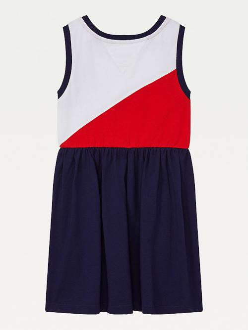 Multi Tommy Hilfiger Adaptive Colour-Blocked Sleeveless Girls' Dress | TH912MZN