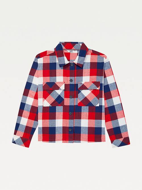 Multi Tommy Hilfiger Adaptive Multicolour Plaid Shacket Women's Shirts | TH785BLW