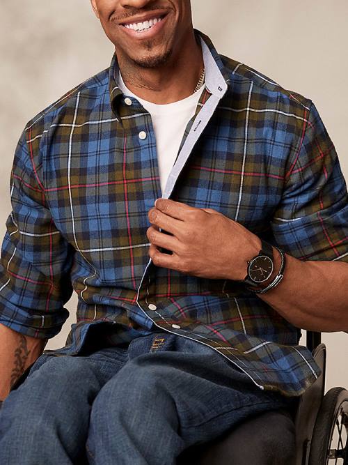 Multi Tommy Hilfiger Adaptive Plaid Check Regular Fit Men's Shirts | TH415HJL