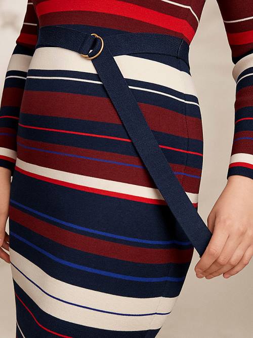 Multi Tommy Hilfiger Adaptive Stripe Henley Women's Dress | TH742HMX