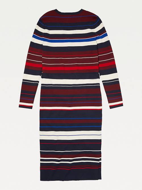 Multi Tommy Hilfiger Adaptive Stripe Henley Women's Dress | TH742HMX