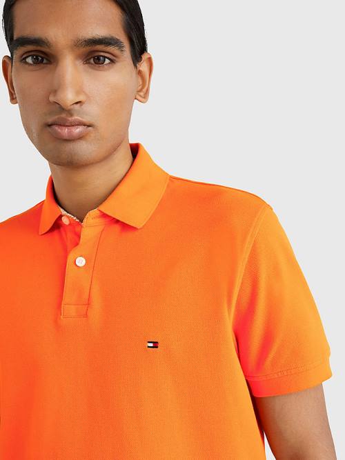 Orange Tommy Hilfiger 1985 Essential TH Flex Men's Polo Shirts | TH354WDG