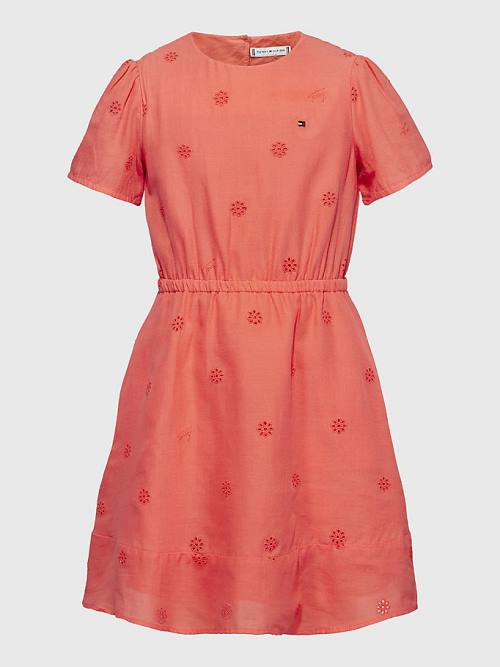 Orange Tommy Hilfiger Broderie Anglaise Girls\' Dress | TH075CWT